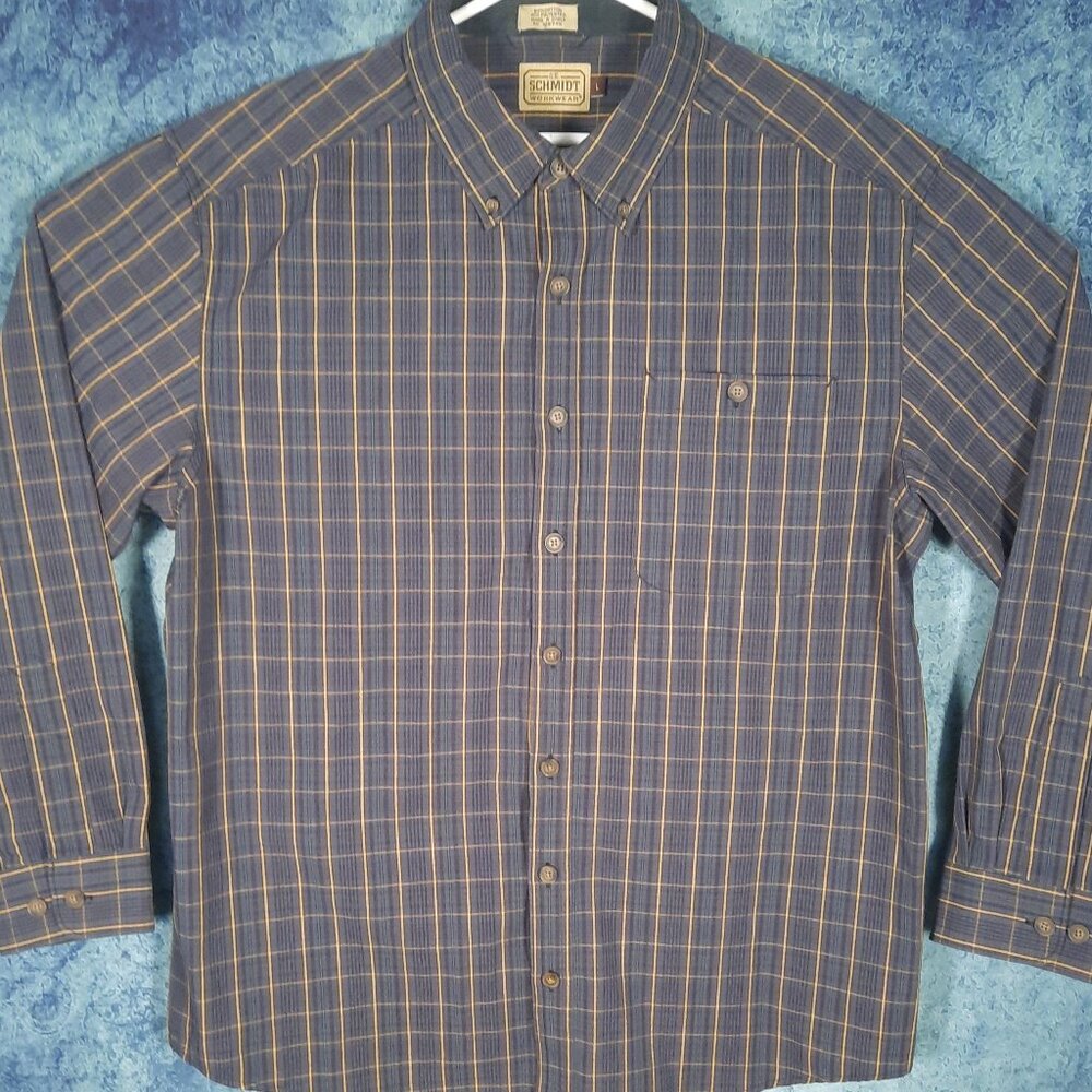 CE Schmidt Plaid Long Sleeve Workwear Shirt Men's Size L Button Up